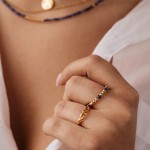 Pierścionek na gumce srebrny złocony z kamieniami sodalitu Lumi Cosi