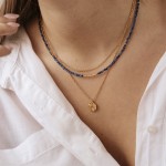 Naszyjnik z kamieni sodalitu i srebrnych złoconych dodatków Lumi Cosi